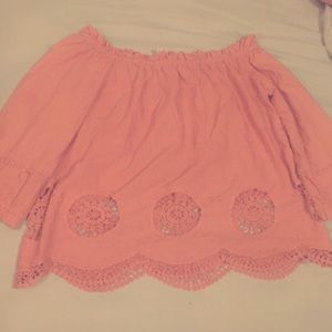 Pink off the shoulder blouse